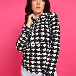 Popwings Geometric Printed Hooded Pullover-picture-28