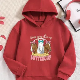 StyleCast Girls Red Graphic Printed Hooded Sweatshirt-image-49