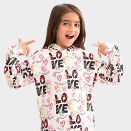 BONKIDS Girls Typography Printed Hooded Cotton Pullover-image-19