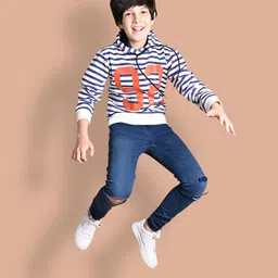 LilPicks Boys White Printed Hooded Sweatshirt-image-10