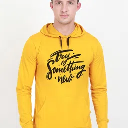 Fleximaa Men Mustard Printed Hooded Sweatshirt-image-44