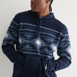 AMERICAN EAGLE OUTFITTERS Geometric Printed Hooded Pullover Sweater-picture-28