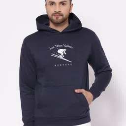 Red Tape Men Navy Blue Printed Hooded Sweatshirt-image-69