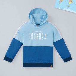 Ed-a-Mamma Boys Blue Colourblocked Hooded Sweatshirt-image-90