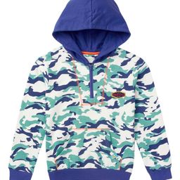 Cub McPaws Boys Blue & Green Printed Pure Cotton Hooded Sweatshirt-image-8