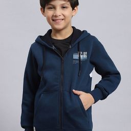 Monte Carlo Boys Typography Printed Hooded Front Open Sweatshirt-17