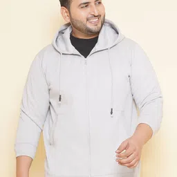 John Pride Plus Size Hooded Fleece Front Open Sweatshirt-4