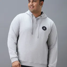 Urbano Plus Men Solid Applique Hooded Sweatshirt-image-89