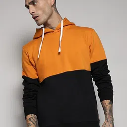 Campus Sutra Colourblocked Hooded Cotton Sweatshirt-image-66