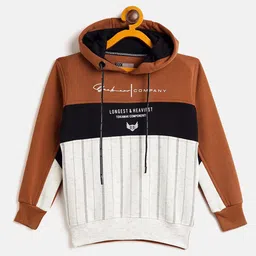 Duke Boys Brown Colourblocked Cotton Hooded Sweatshirt-picture-15