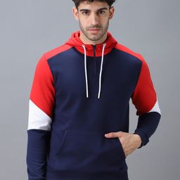 Urbano Fashion Men Colourblocked Hooded Sweatshirt-image-59
