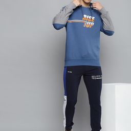 Alcis Men Blue & Orange Typography Printed Cotton Hooded Sweatshirt-picture-9