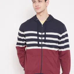 Austin wood Striped Long Sleeves Fleece Hood Front-Open Sweatshirt-picture-10