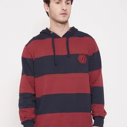 Austin wood Striped Hooded Fleece Sweatshirt-picture-42