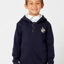 One Friday Boys Blue Hooded Applique Sweatshirt-image-33
