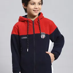 Monte Carlo Boys Colourblocked Hooded Front Open Sweatshirt-3