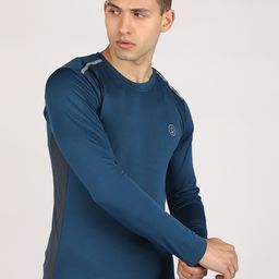 Chkokko Men Teal Blue Solid Dri-FIT Round Neck Gym T-shirt-image-79
