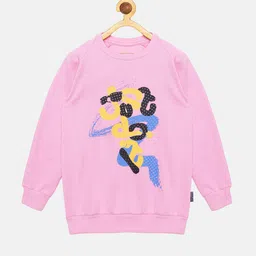 KiddoPanti Girls Pink Printed Sweatshirt-image-82