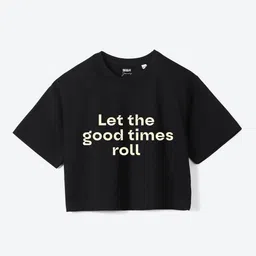 Mast & Harbour Girls Black Typography Printed Pure Cotton Boxy T-Shirt-picture-6