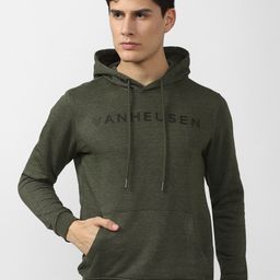 Van Heusen Sport Men Olive Green Printed Hooded Sweatshirt-image-87