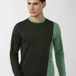 Van Heusen Flex Men Olive Green Colourblocked Sweatshirt-image-21