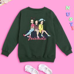 NUSYL Girls Graphic Printed Round Neck Pullover Oversized Fleece Sweatshirt-picture-30
