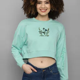 Allen Solly Woman Women Green Printed Cotton Sweatshirt-image-79