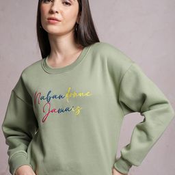 Tokyo Talkies Green Relaxed Fit Pullover Sweatshirt-image-49
