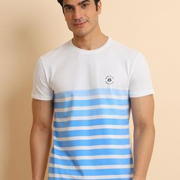 berry blues Striped Round Neck Short Sleeves Cotton Casual T-shirt-image-97