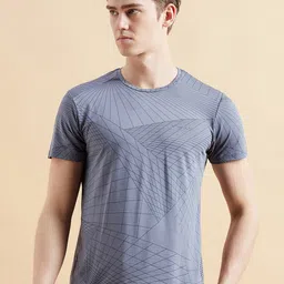 Sweet Dreams Grey Geometric Printed Dry-Fit Sports T-shirt-image-5
