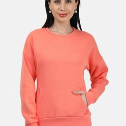 Monte Carlo Women Brown Solid Cotton Blend Sweatshirt-image-63