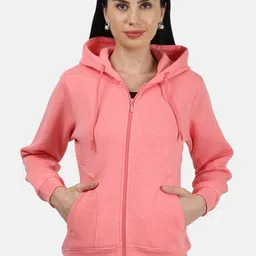Monte Carlo Women Pink Solid Hooded Sweatshirt-picture-0