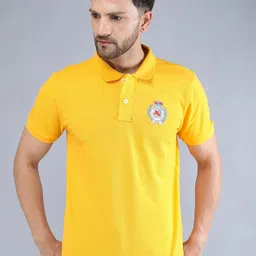 TQS Men Yellow Polo Collar Cotton Slim Fit T-shirt-picture-38
