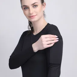 Raxedo Women Solid Round Neck Pocket Compression T-shirt-picture-38