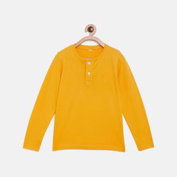 LILCLAN - BY THE DRY STATE Boys Yellow Henley Neck Cotton T-shirt-image-1
