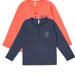 earth conscious Boys Pack of 2 Coral & Blue 2 Henley Neck T-shirts-19