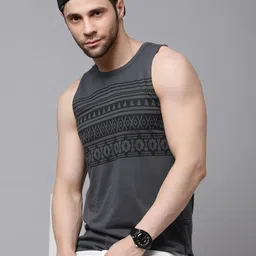 Rigo Printed Round Neck Cotton Basic Vests-image-68