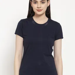 Friskers Women Navy Blue Solid Regular Fit -shirt-image-68