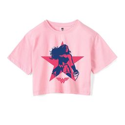 Wear Your Mind Girls Wonder Woman Printed Pure Cotton Boxy T-shirt-image-96