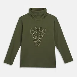 Blue Giraffe Boys Applique Detail High Neck T-shirt-image-98