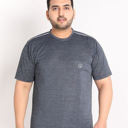 CHKOKKO Plus Men Charcoal Grey Dri-FIT Training or Gym T-shirt-image-16
