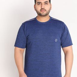 CHKOKKO Plus Men Blue Solid Dri-FIT Training or Gym T-shirt-image-48