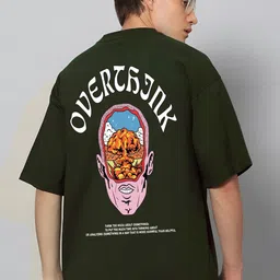 MISCHIEF MONKEY Typography Printed Cotton Oversized T-shirt-image-49