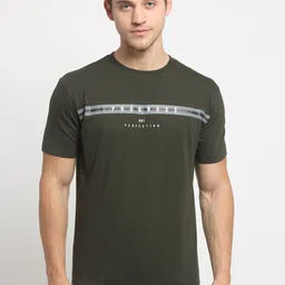Cantabil Men Green Typography T-shirt-image-73