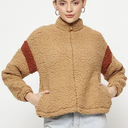 CAMLA Self Design Mock Collar Cotton Sweatshirt-14