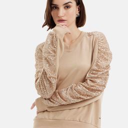 Kazo V-Neck Long Sleeves Sequinned Sweatshirt-image-72