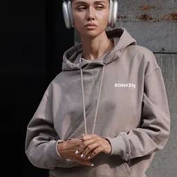 Bonkers Corner Beige Hooded Drop-Shoulder Sleeves Cotton Sweatshirt-image-42