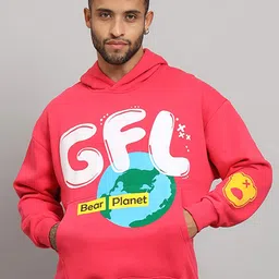 GRIFFEL Printed Fleece Hooded Pullover Sweatshirt-image-9