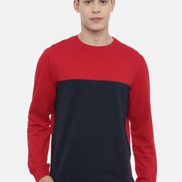 3PIN Men Red Colourblocked Sweatshirt-picture-2