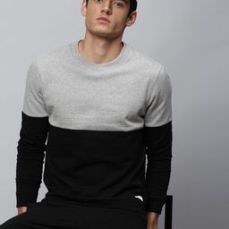 Dennis Lingo Men Grey Colourblocked Sweatshirt-image-90